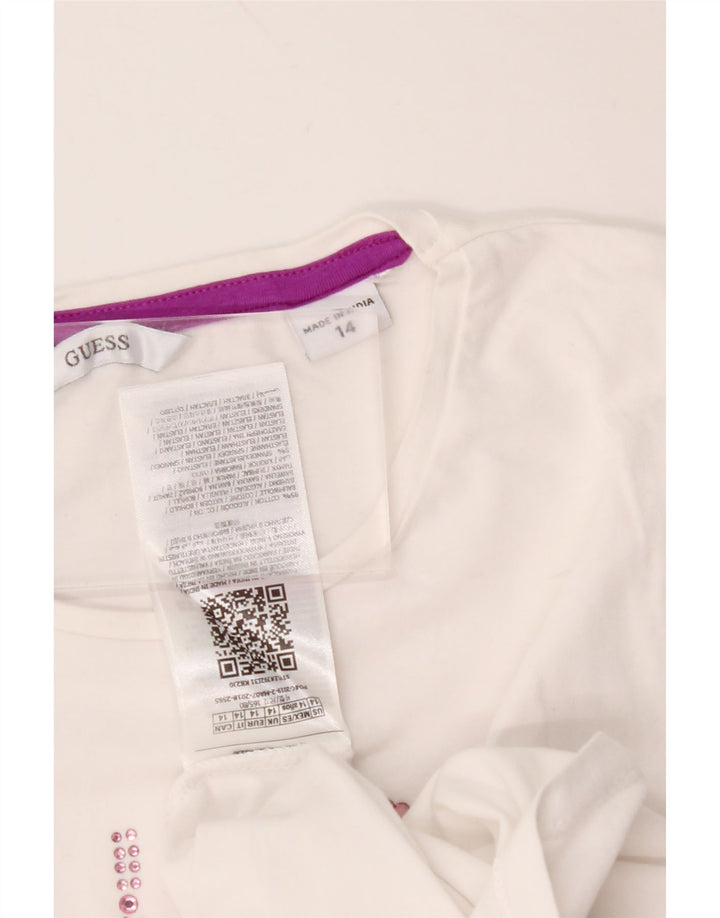 Camiseta gráfica GUESS Girls 13-14 anos algodão branco