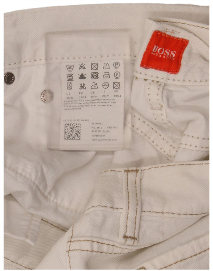 Hugo Boss Mens Straight Jeans W38 L34 Algodão Branco