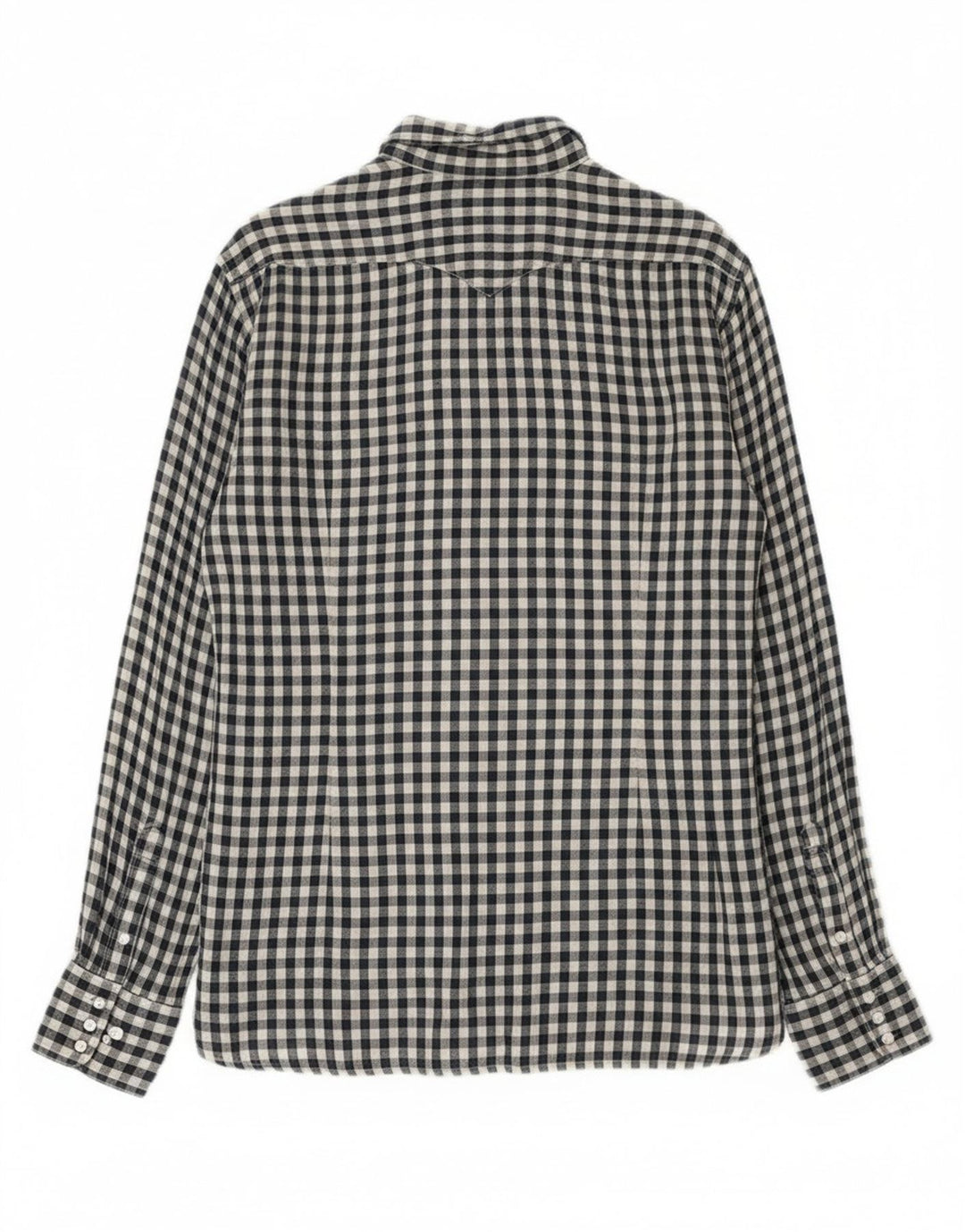 Camisa masculina ocidental Stefanel grande algodão guingão azul marinho