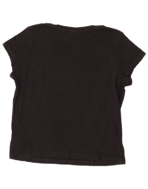 Camiseta feminina barata de segunda-feira com estampa gráfica UK 12 algodão preto médio