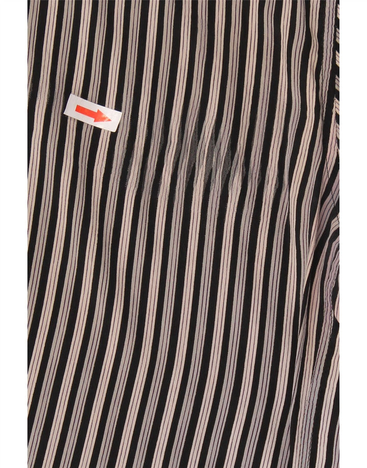 Camisa masculina de manga curta MESSORI pequena seda listrada preta