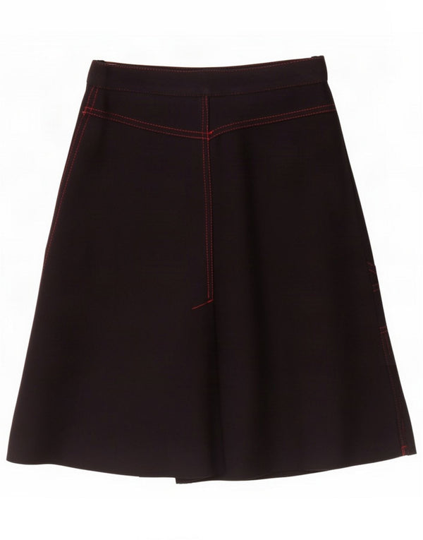 Saia cargo feminina vintage 2XS W22 lã azul marinho