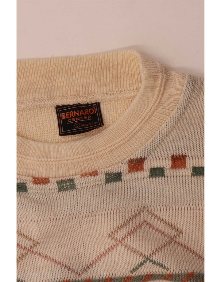Suéter masculino Bernardi com gola redonda XL listrado branco
