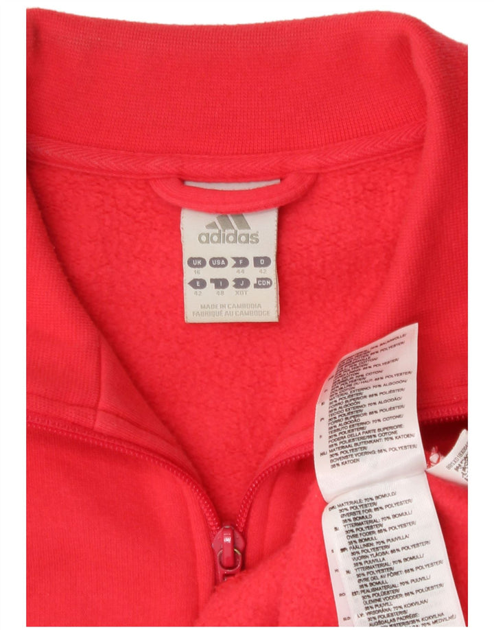 Adidas Womens Tracksuit Top Jacket UK 16 Grande Algodão Vermelho