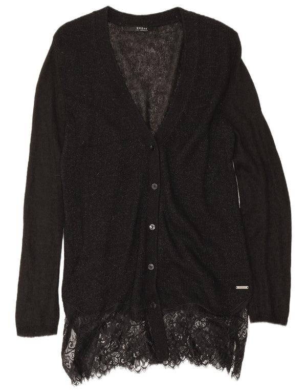 Suéter feminino Guess Longline Cardigan UK 10 pequeno preto manchado