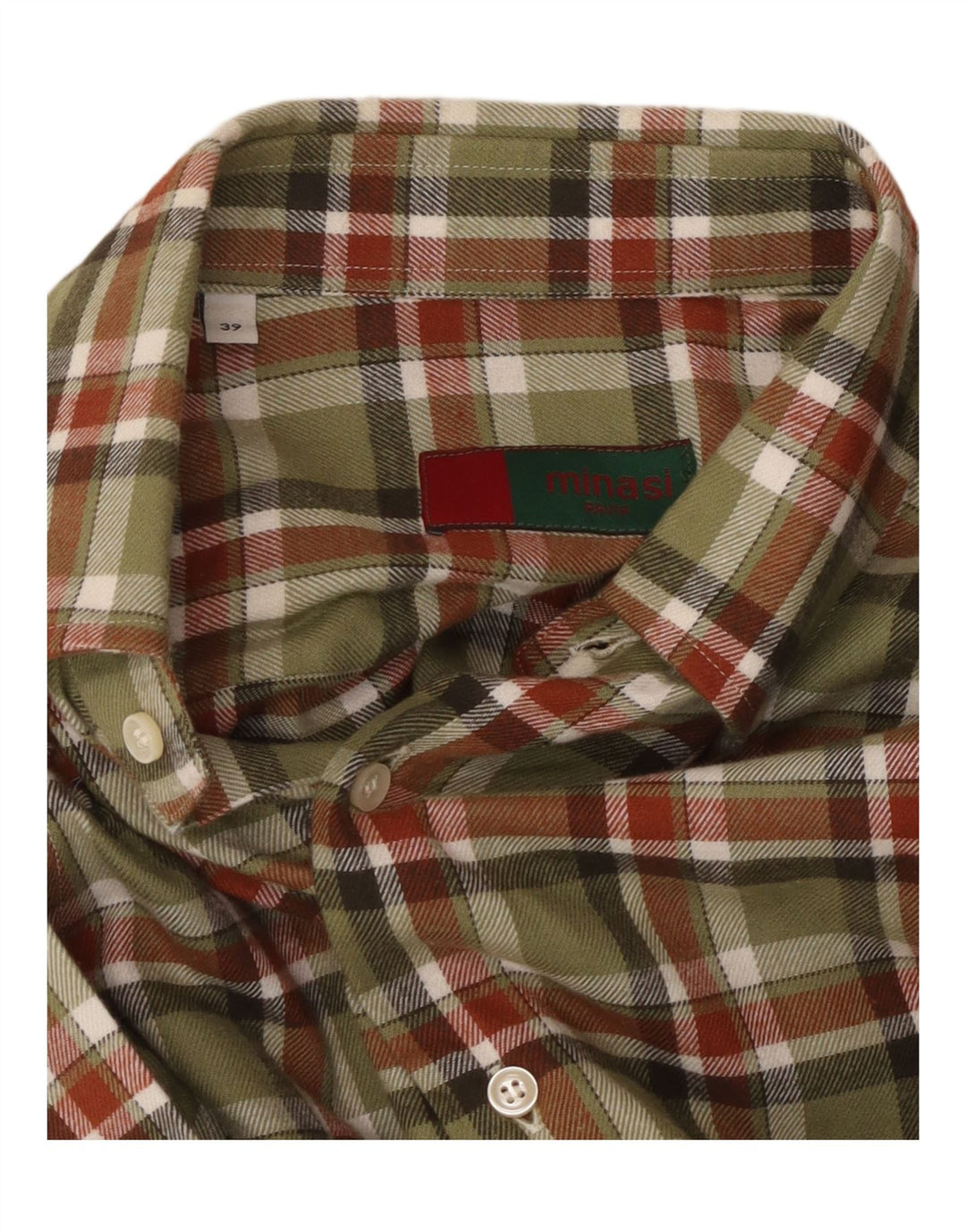 Camisa masculina de flanela VINTAGE tamanho 39 xadrez cáqui médio