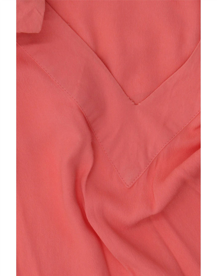 Túnica feminina de manga comprida Zara UK 10 pequena viscose rosa