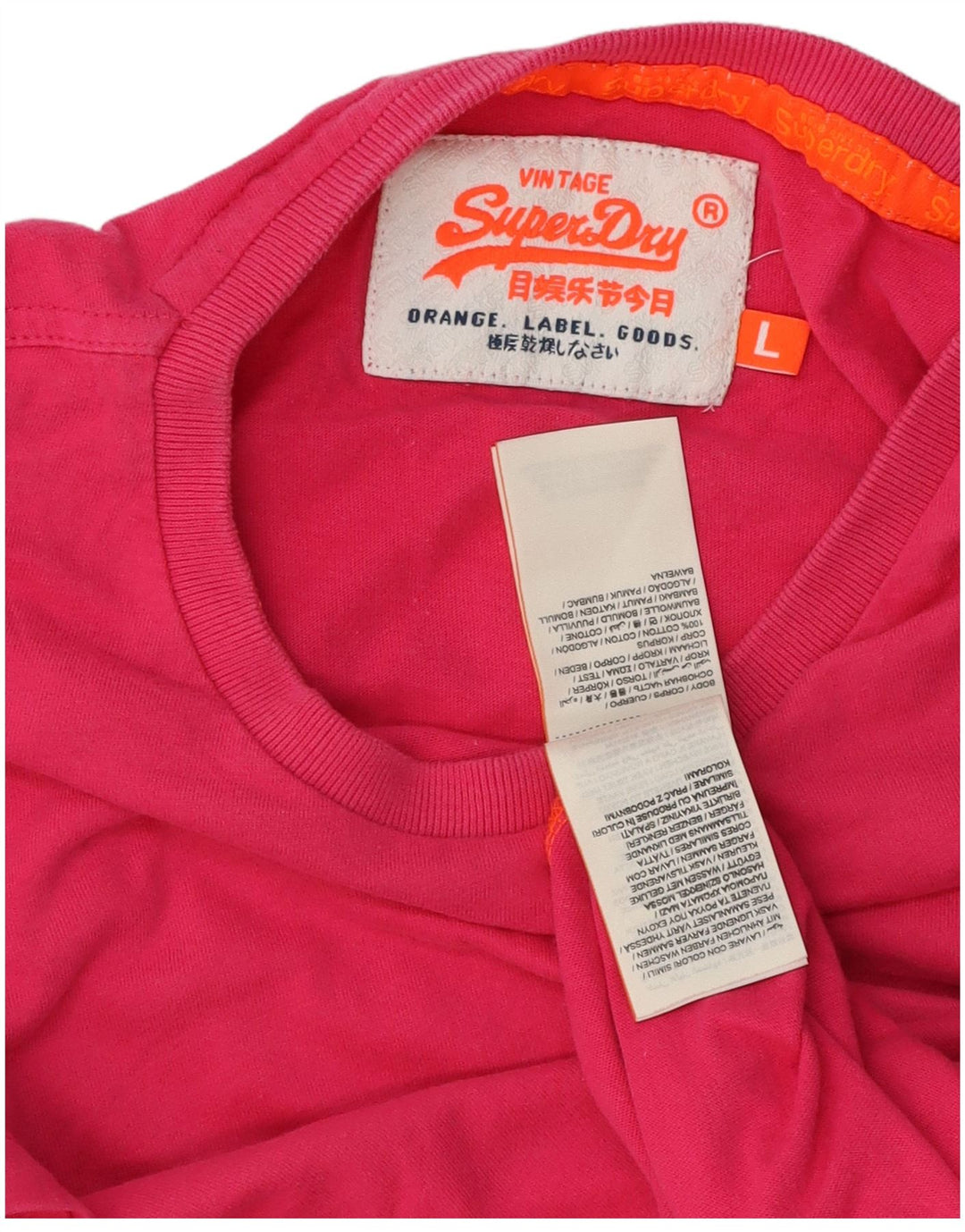 Camiseta feminina Superdry Top grande algodão rosa