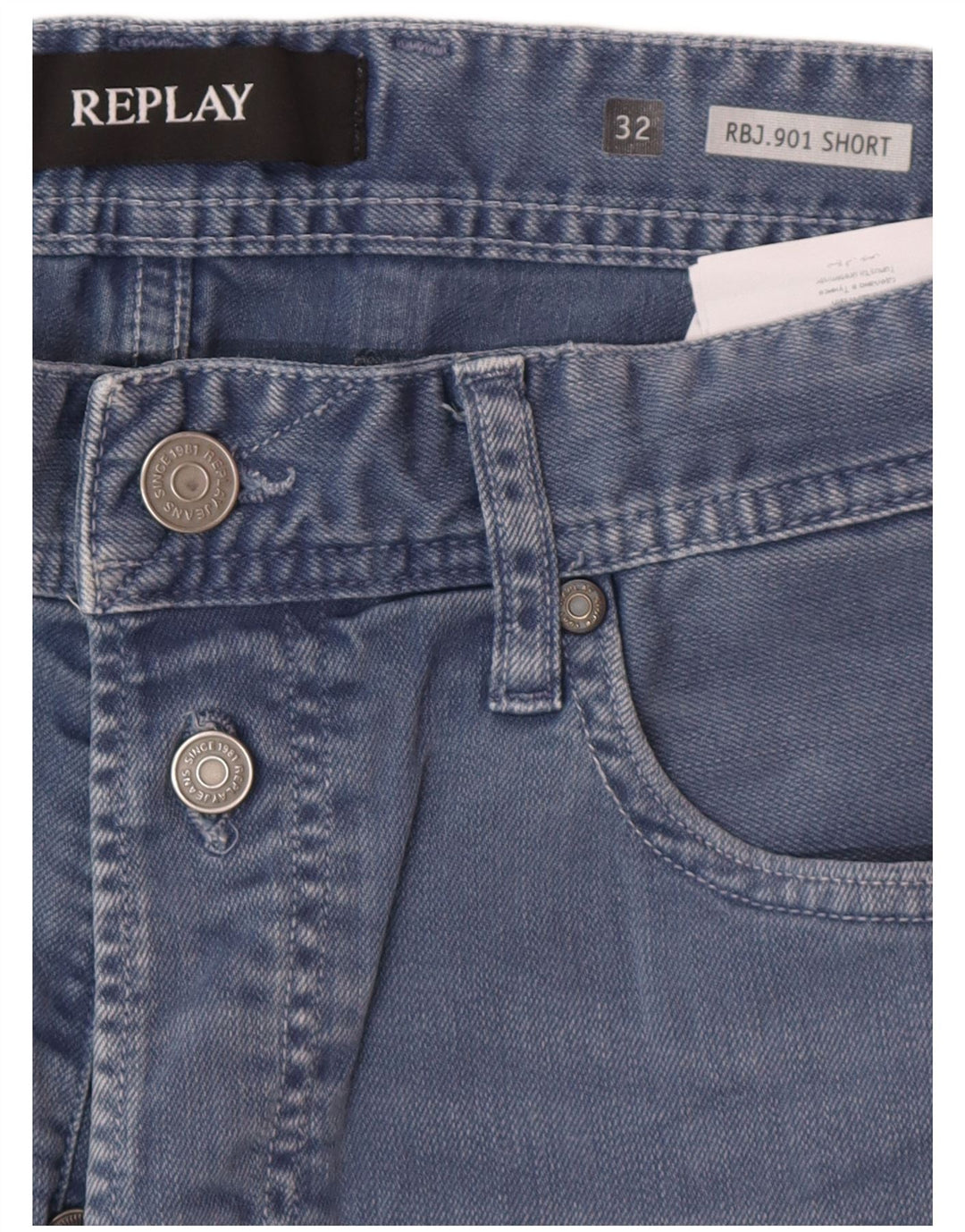 Shorts jeans masculino REPLAY W32 algodão azul médio