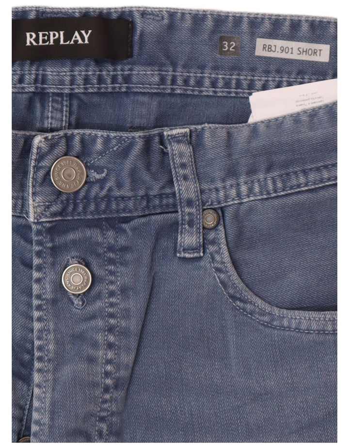Shorts jeans masculino REPLAY W32 algodão azul médio
