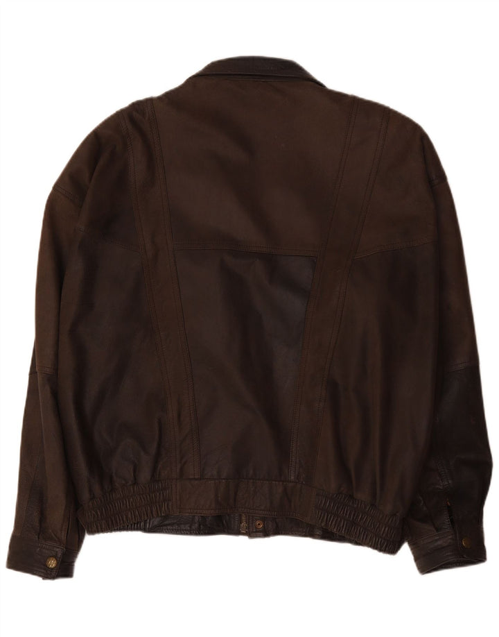 Jaqueta de couro bomber masculina vintage IT 56 3XL couro marrom