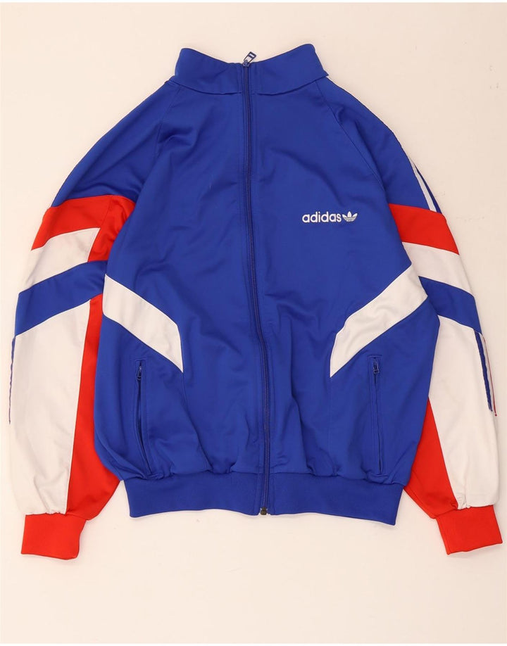 Adidas Mens Treino Top Jaqueta Pequena Azul Colorblock Poliéster