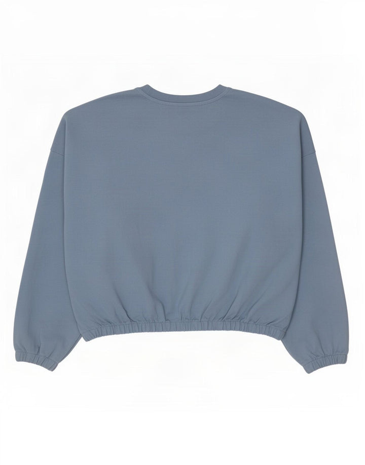 Adidas Womens Crop Oversized Moletom Jumper Reino Unido 8 Pequeno Azul Algodão