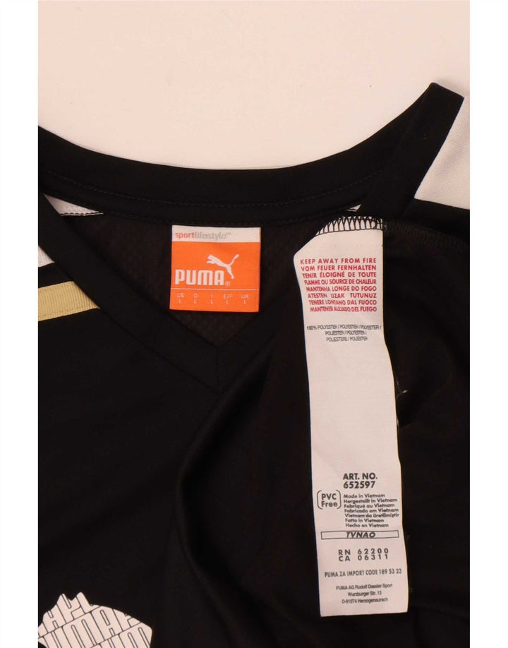 Puma Mens Graphic T-Shirt Top Grande Preto Colorblock Poliéster