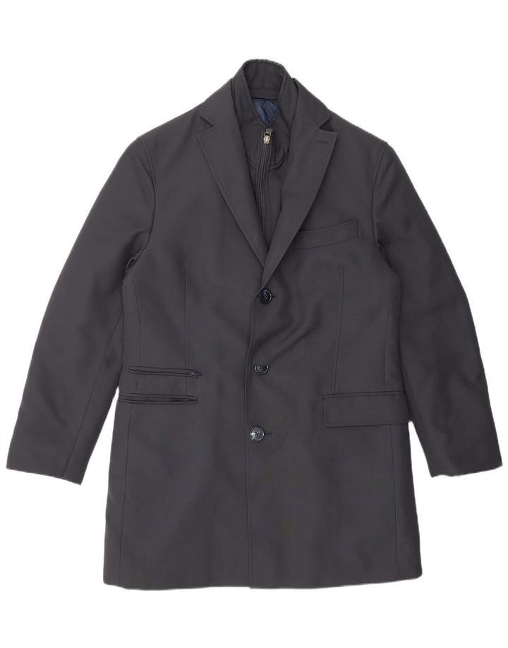 Angelico Jaqueta masculina Longline 3 botões Blazer IT 46 pequena azul marinho