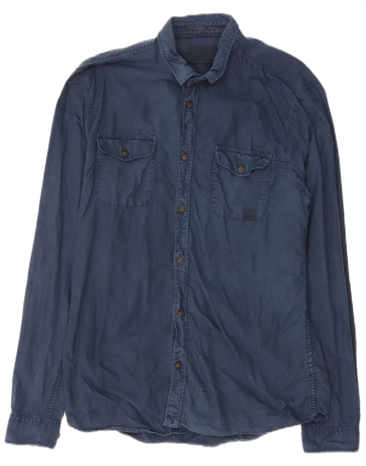 Camisa masculina Jack & Jones grande algodão azul marinho