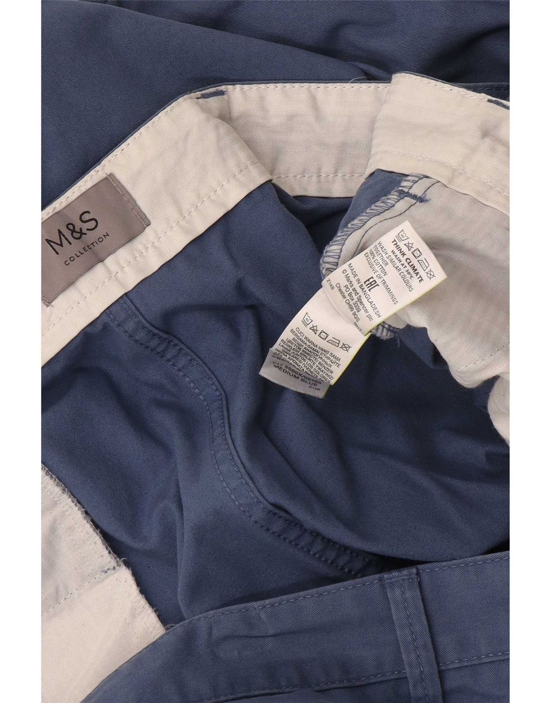 Shorts chino masculino Marks & Spencer W48 4XL algodão azul