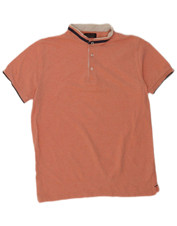 Camisa polo masculina Zara grande algodão listrado laranja