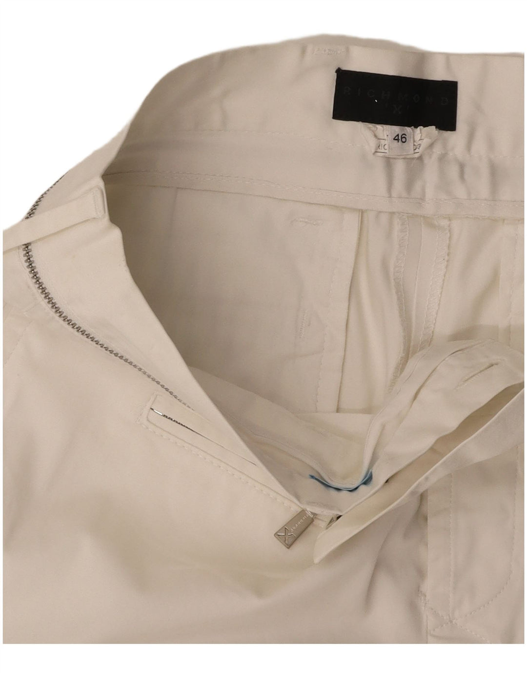 Calça feminina reta casual RICHMOND IT 46 grande W32 L31 branca