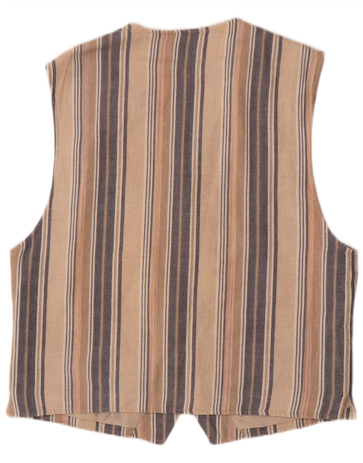 Colete masculino vintage grande algodão listrado bege