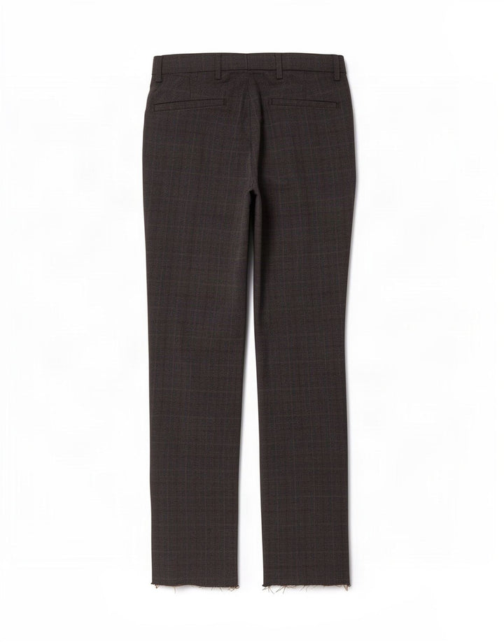 Calça chino masculina Marks & Spencer W30 L33 poliéster xadrez marrom