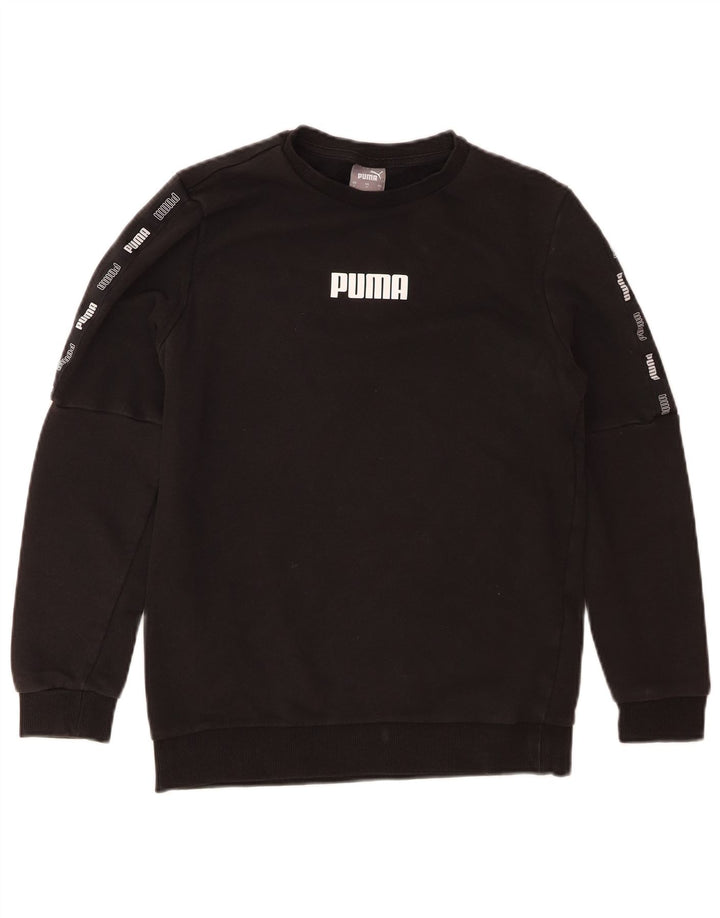 PUMA Mens Graphic Moletom Jumper Pequeno Algodão Preto
