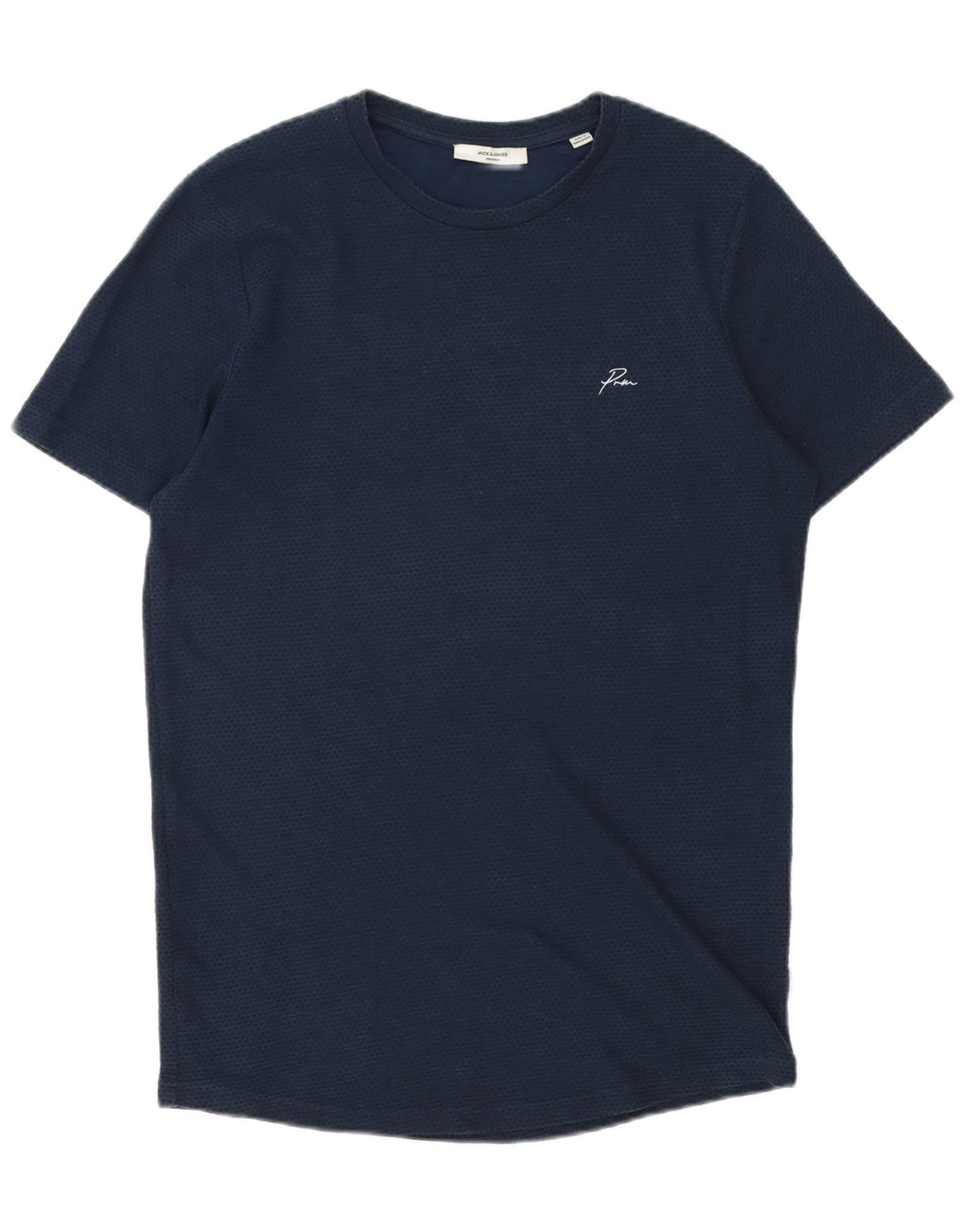Camiseta masculina Jack & Jones Top médio algodão manchado azul marinho