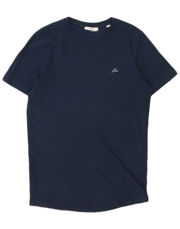 Camiseta masculina Jack & Jones Top médio algodão manchado azul marinho