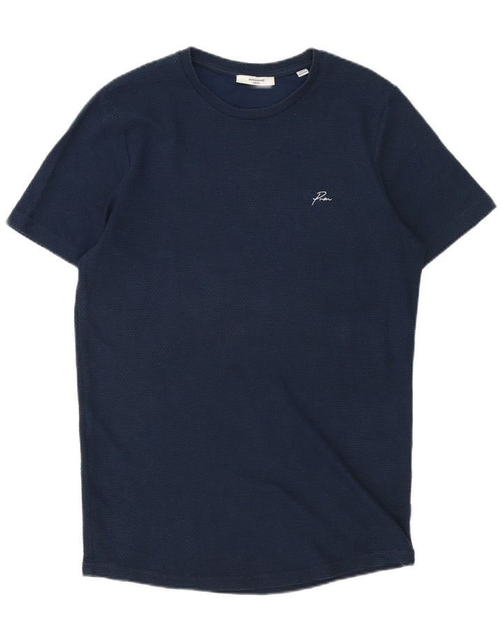 Camiseta masculina Jack & Jones Top médio algodão manchado azul marinho