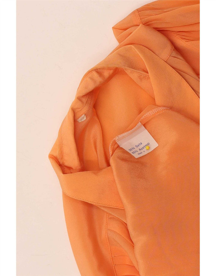 Blusa feminina vintage com ajuste relaxado e transparente UE 40 médio laranja