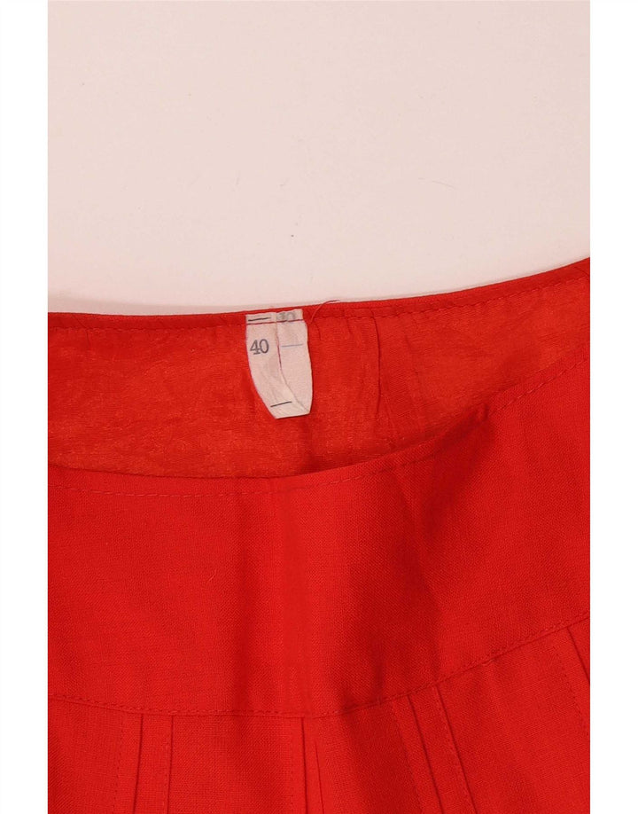 Mini saia plissada feminina vintage IT 40 pequena W26 vermelha