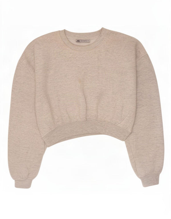 Moletom Zara feminino cropped UK 14 algodão cinza médio