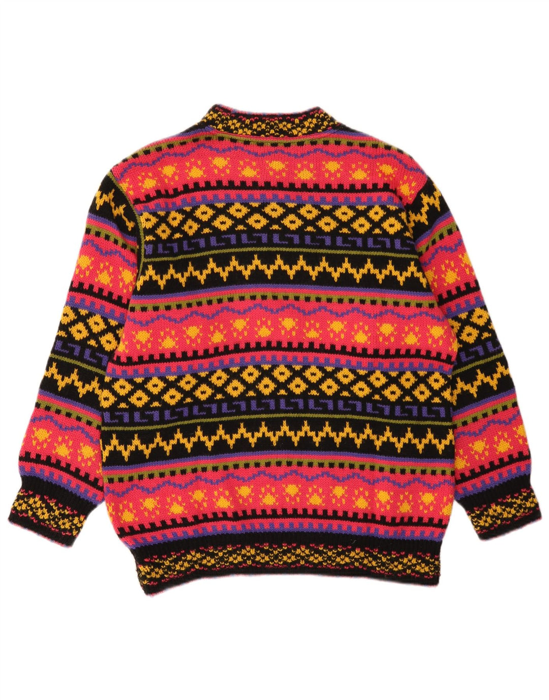 Suéter feminino vintage com gola tartaruga UK 10 pequeno multicolorido