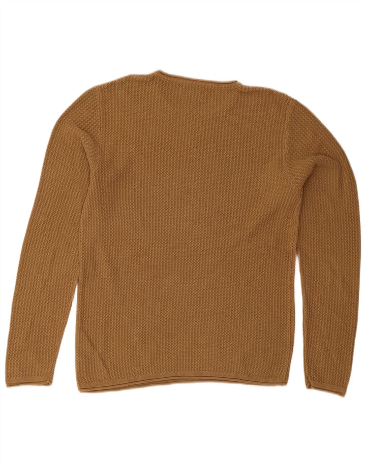 Suéter masculino Jack & Jones com gola redonda e algodão bege médio