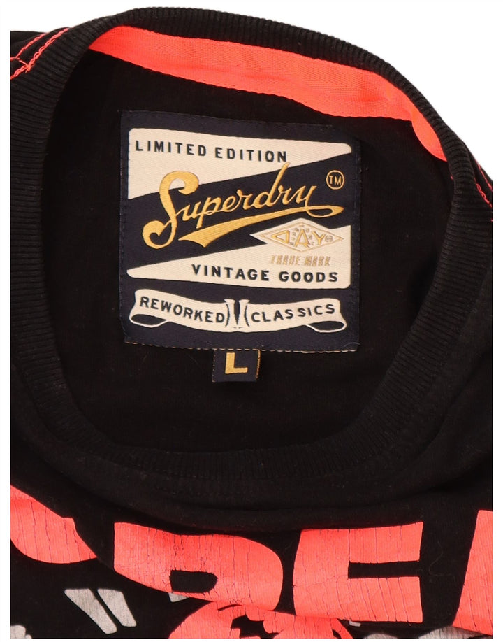 Camiseta masculina gráfica SUPERDRY grande algodão preto