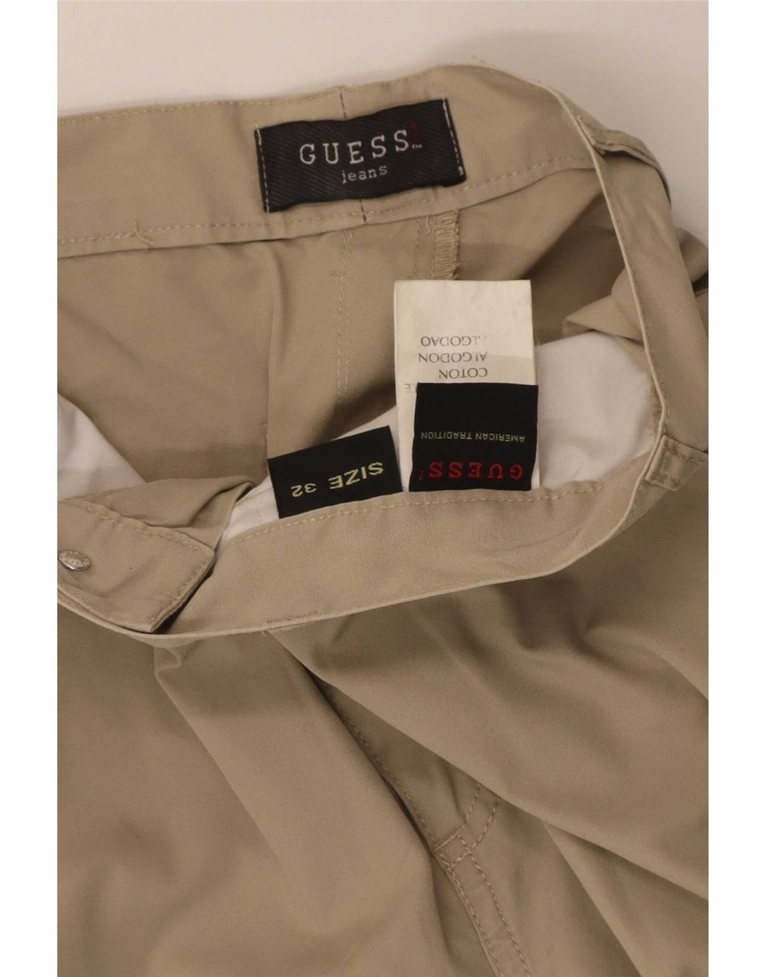 Calça cargo reta masculina Guess W32 L30 algodão bege