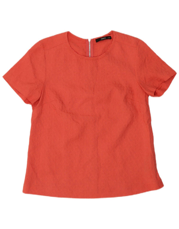 Blusa feminina de manga curta Oasis UK 10 pequena rosa floral poliéster