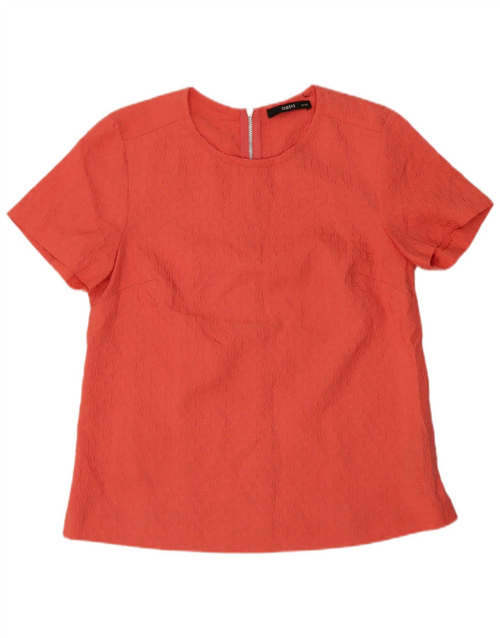 Blusa feminina de manga curta Oasis UK 10 pequena rosa floral poliéster