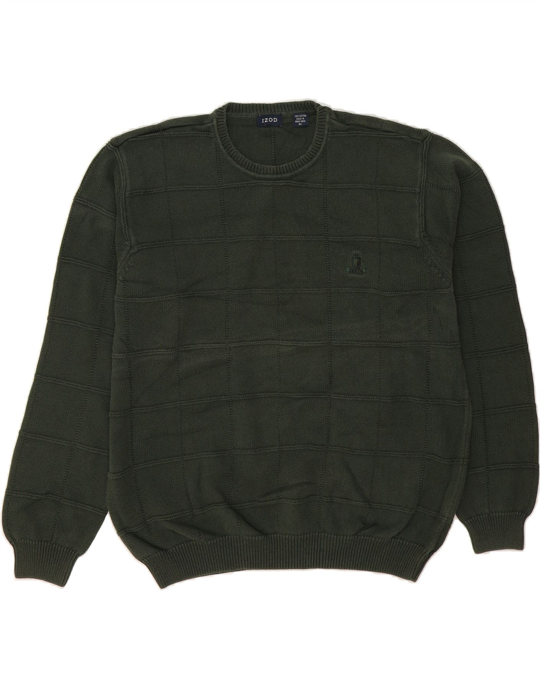 IZOD Mens Crew Neck Jumper Sweater XL Green Cotton Vintage Izod and Second-Hand Izod from Messina Hembry 