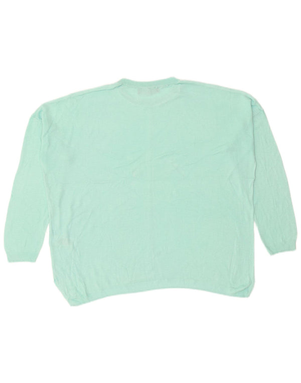 Suéter feminino Marks & Spencer com gola redonda Reino Unido 16 grande turquesa