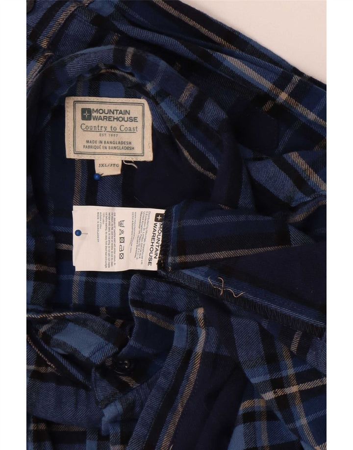 Camisa masculina de flanela Mountain Warehouse 3XL algodão xadrez azul