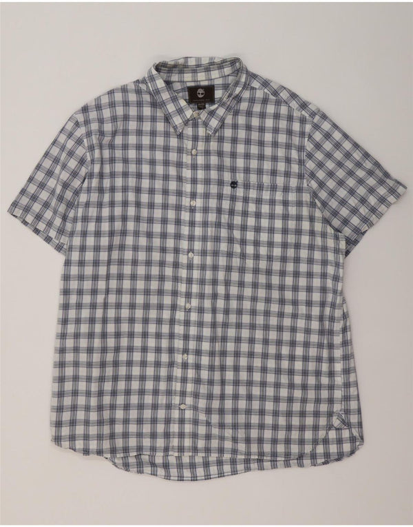 Camisa masculina Timberland manga curta regular fit 3XL azul xadrez