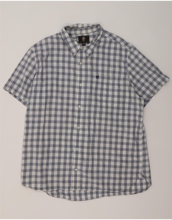 Camisa masculina Timberland manga curta regular fit 3XL azul xadrez