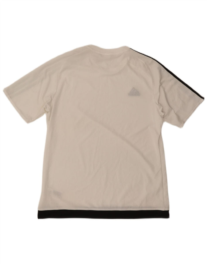 Adidas Mens Climalite Camiseta Top Grande Branco Colorblock Poliéster
