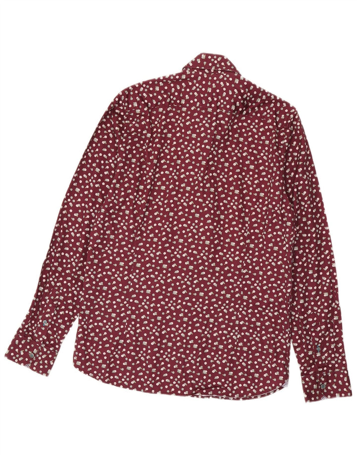 Camisa masculina Ted Baker tamanho 3 médio algodão floral Borgonha