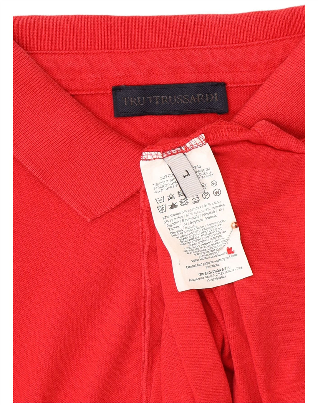 Camisa polo masculina TRUSSARDI grande algodão vermelho