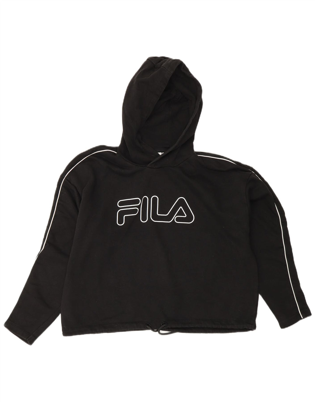 Fila feminino oversized crop gráfico moletom com capuz Reino Unido 10 pequeno preto