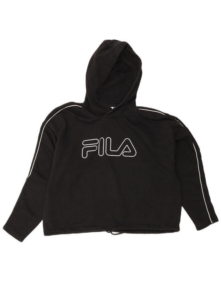 Fila feminino oversized crop gráfico moletom com capuz Reino Unido 10 pequeno preto