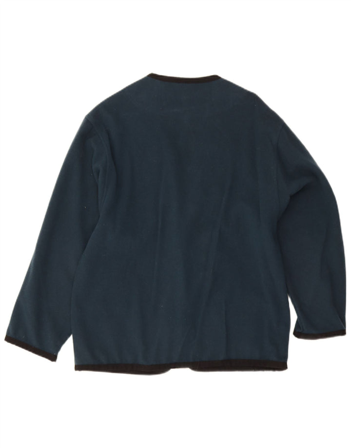 Suéter cardigã feminino vintage Reino Unido 12 lã azul marinho médio