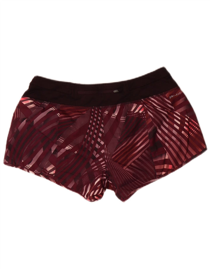 Nike Womens Dri Fit Sport Shorts UK 14 Médio Borgonha Check Poliéster